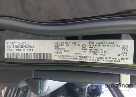 2023 Jeep Grand Cherokee 4Xe Trailhawk из США, поврежденный, VIN 1C4RJYC66P8792489